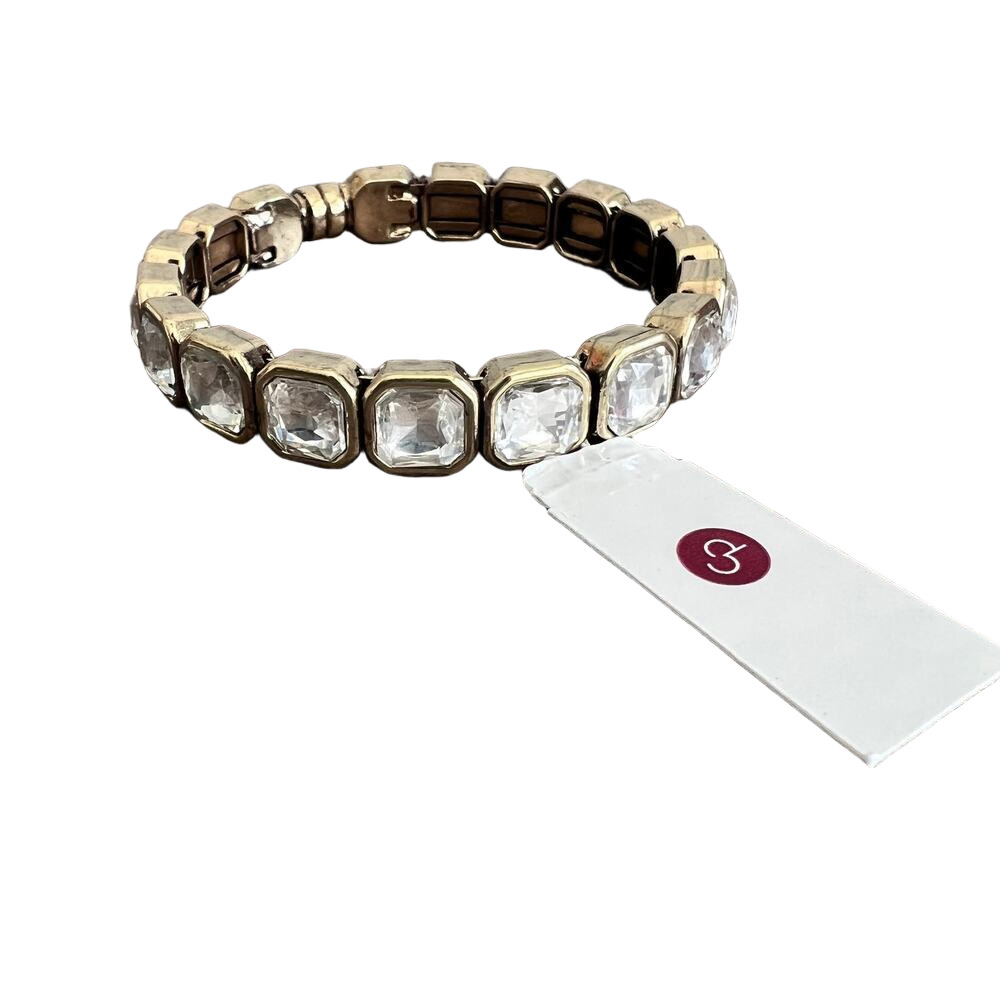 🍭6/$30 New Dress Barn Chunky Jewel Gold Magnetic Hinged Cuff Bangle Bracelet - Picture 1 of 6